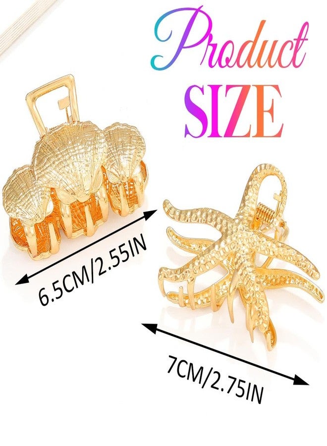 Gortin Starfish Claw Clips Gold Metal Seashell Hair Clip Medium Hair Claw Barrettes Beach Hair Accessories for Women - Image 4